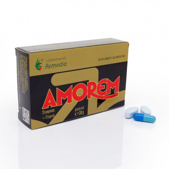 Amorem 20 comprimate cu 10 capsule Remedia - performanța sexuală.